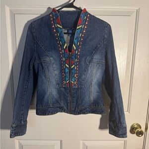 Colorful Embroidered Denim Jacket